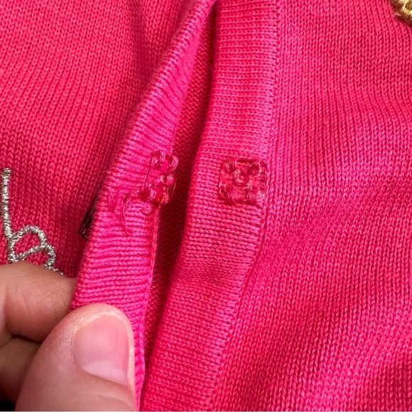 CHRISTINA ROTELLI Vintage Pink Cardigan Sweater Monkeys Martinis Size L - Picture 8 of 16